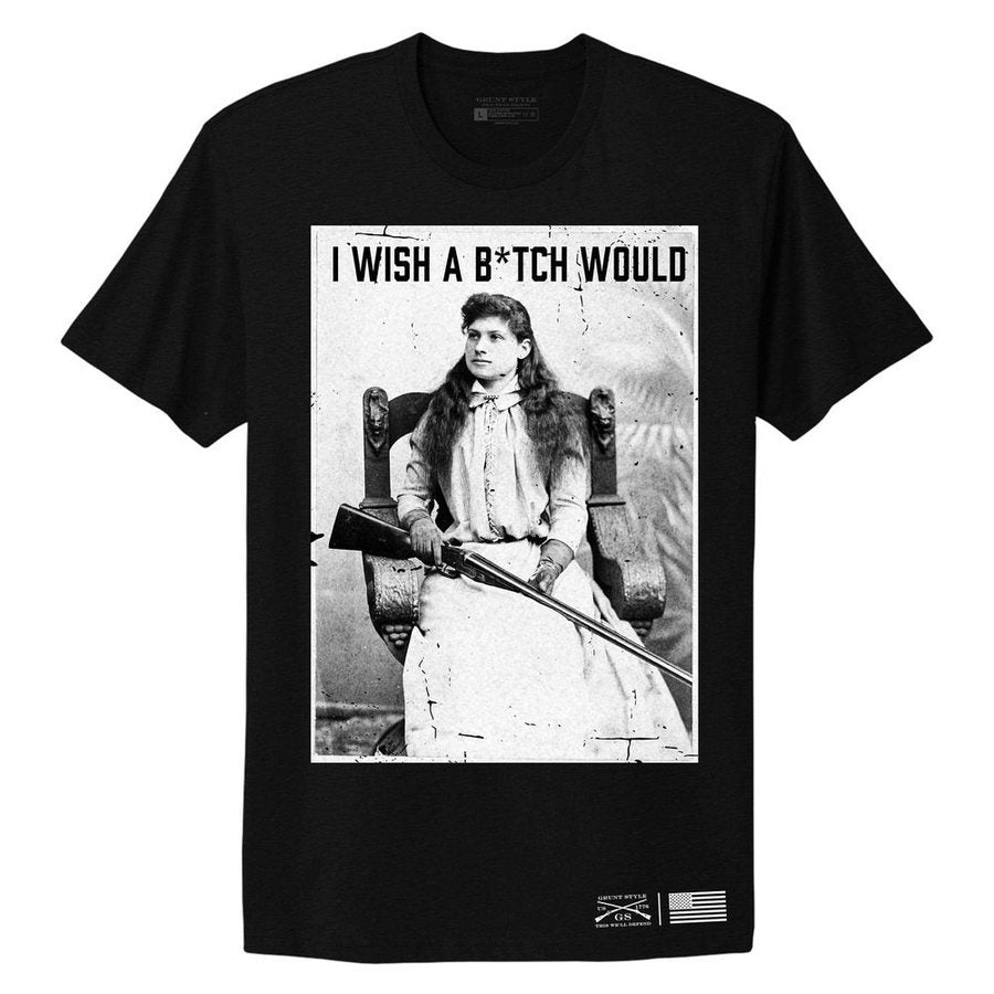 Grunt Style Women's I Wish A B*tch Would Boyfriend Fit T-Shirt - Black T-Shirt