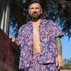 Getaway Tropical Death Button Down - Navy/Pink