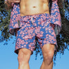 Getaway Casual Shorts - Tropical Death - Navy/Pink