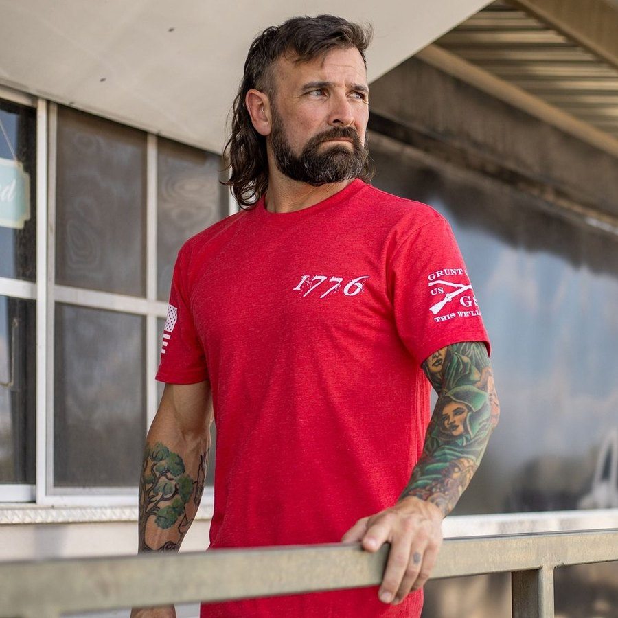 Grunt Style 1776 Flag T-Shirt - Red T-Shirt