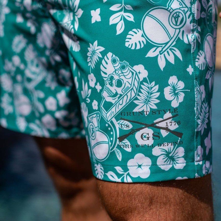 Grunt Style Grunt Trunks Tropical Death - Aqua bottoms