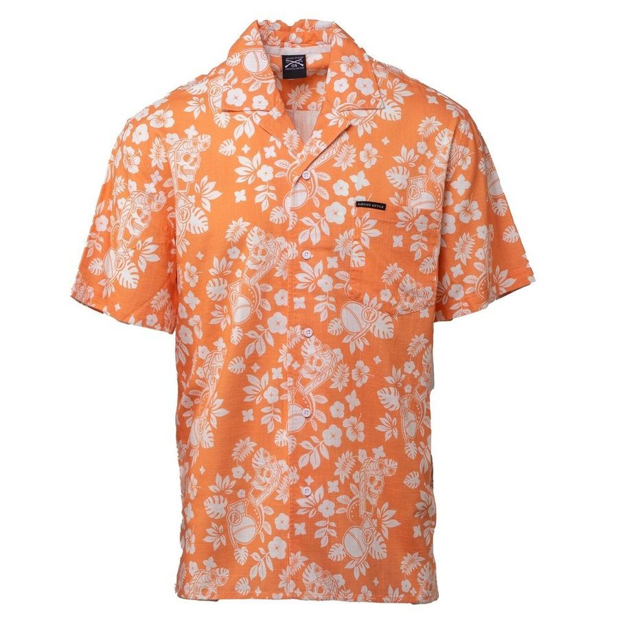 Getaway Tropical Death Button Down - Apricot Crush