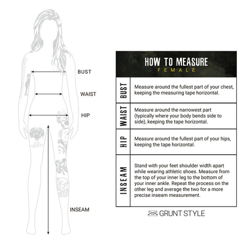 how to measure for women's size chart